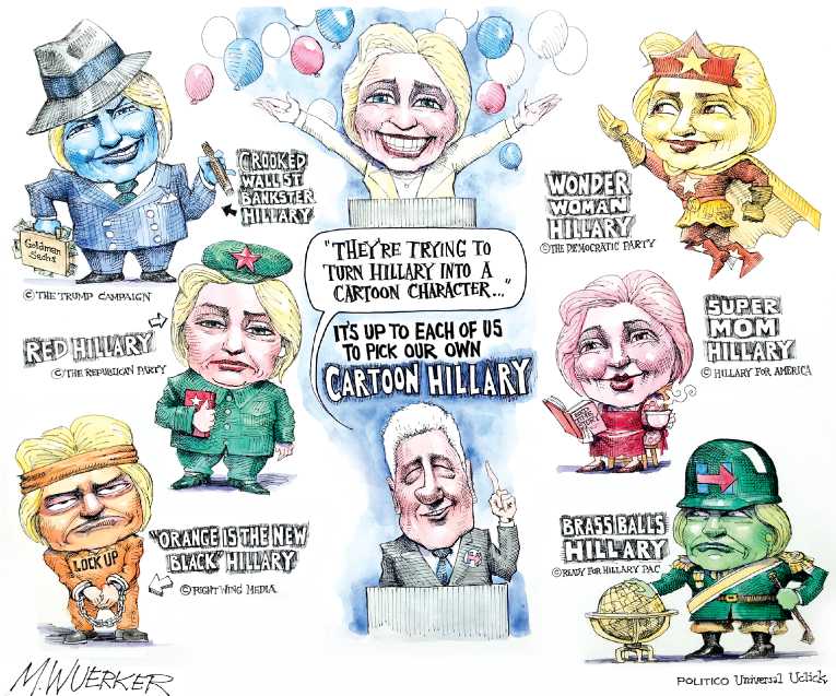 Political/Editorial Cartoon by Matt Wuerker, Politico on Clinton Making Her Case