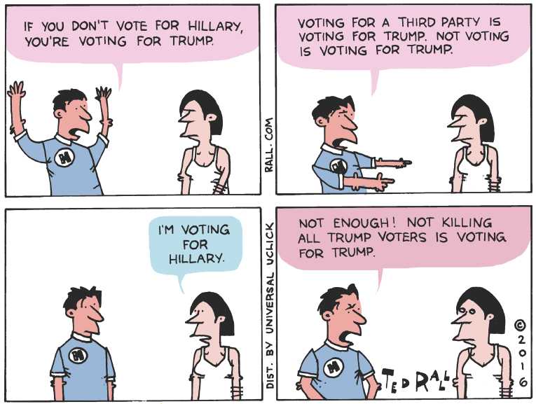 Political/Editorial Cartoon by Ted Rall on Clinton Making Her Case