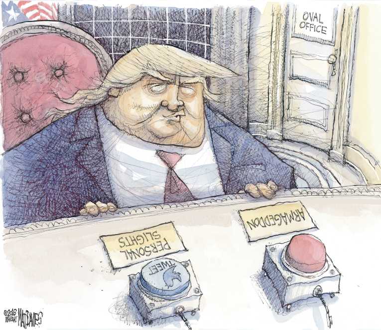 Political/Editorial Cartoon by Matt Davies, Journal News on Trump Stumbles