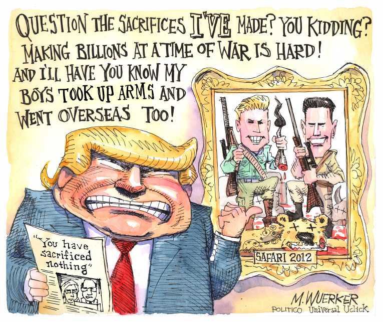 Political/Editorial Cartoon by Matt Wuerker, Politico on Trump Stumbles
