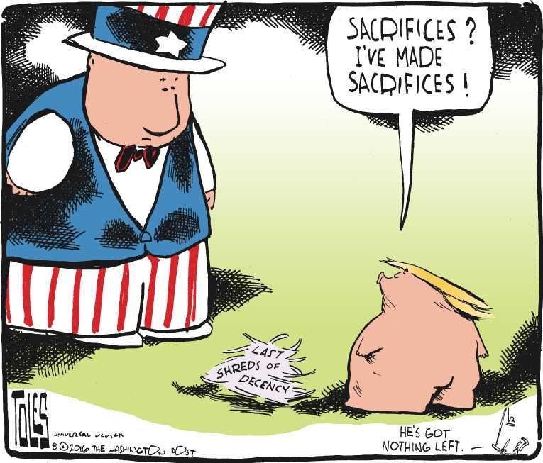 Political/Editorial Cartoon by Tom Toles, Washington Post on Trump Stumbles