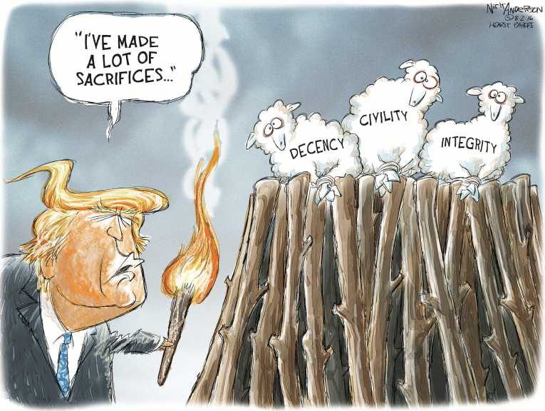 Political/Editorial Cartoon by Nick Anderson, Houston Chronicle on Trump Stumbles