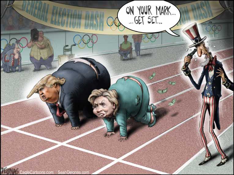 Political/Editorial Cartoon by Sean Delonas, CagleCartoons.com on Clinton Hitting Her Stride