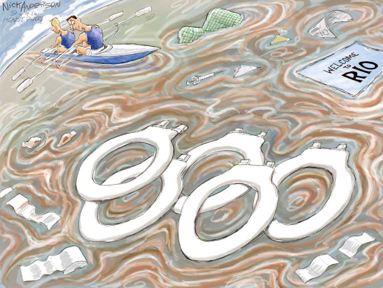 Political/Editorial Cartoon by Nick Anderson, Houston Chronicle on Olympic Games Captivate