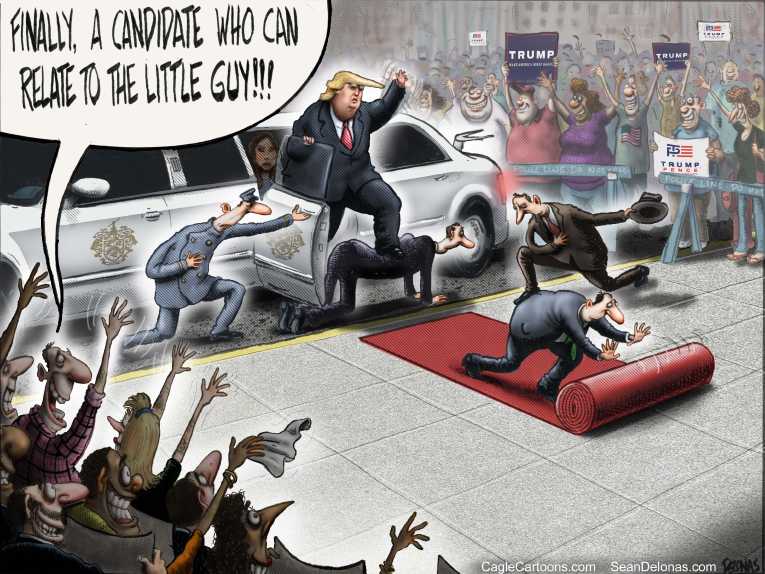 Political Cartoon on 'Trump Hits Hard' by Sean Delonas, CagleCartoons