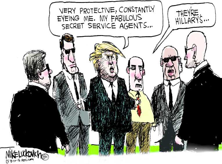 Political/Editorial Cartoon by Mike Luckovich, Atlanta Journal-Constitution on Trump Hits Hard