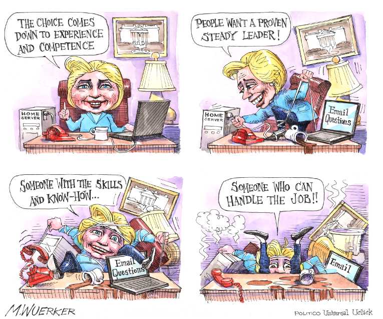 Political/Editorial Cartoon by Matt Wuerker, Politico on Trump Blasts Obama, Clinton