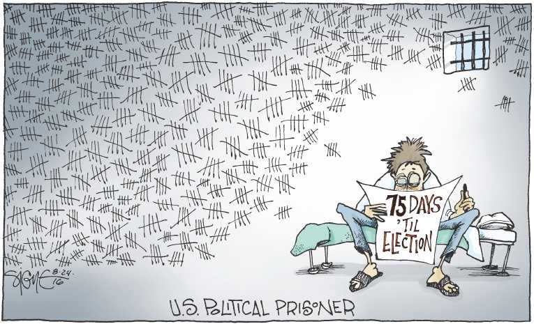 Political/Editorial Cartoon by Signe Wilkinson, Philadelphia Daily News on Presidential Race Tightens