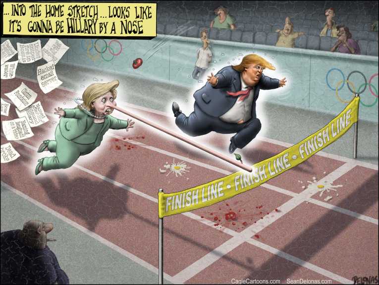 Political/Editorial Cartoon by Sean Delonas, CagleCartoons.com on Presidential Race Tightens