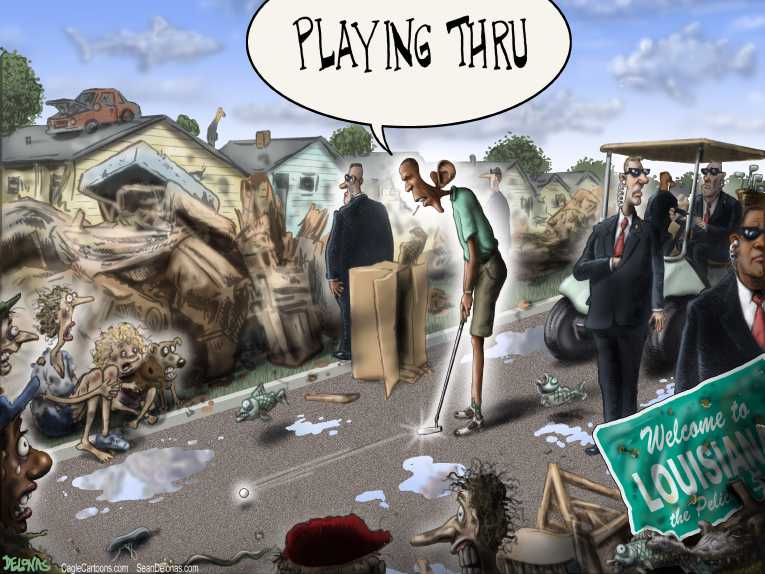 Political/Editorial Cartoon by Sean Delonas, CagleCartoons.com on Floods and Fires Batter US