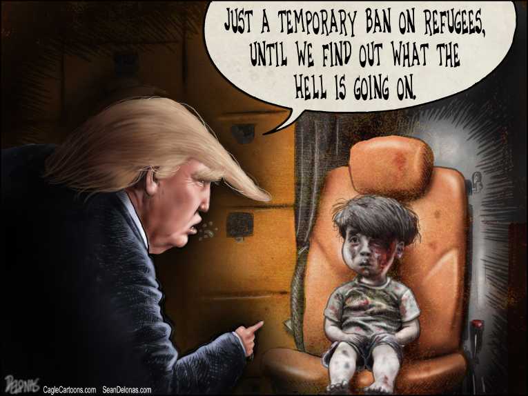 Political/Editorial Cartoon by Sean Delonas, CagleCartoons.com on Trump Alters Immigration Position