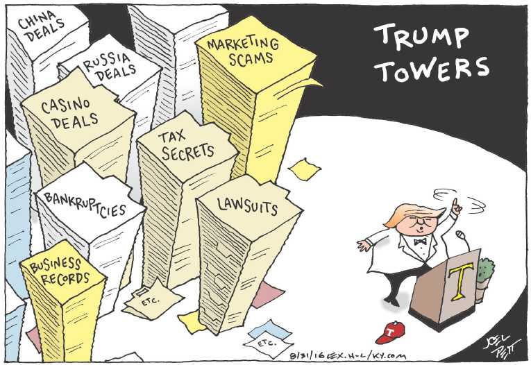 Political/Editorial Cartoon by Joel Pett, Lexington Herald-Leader, CWS/CartoonArts Intl. on Trump Bouncing Back