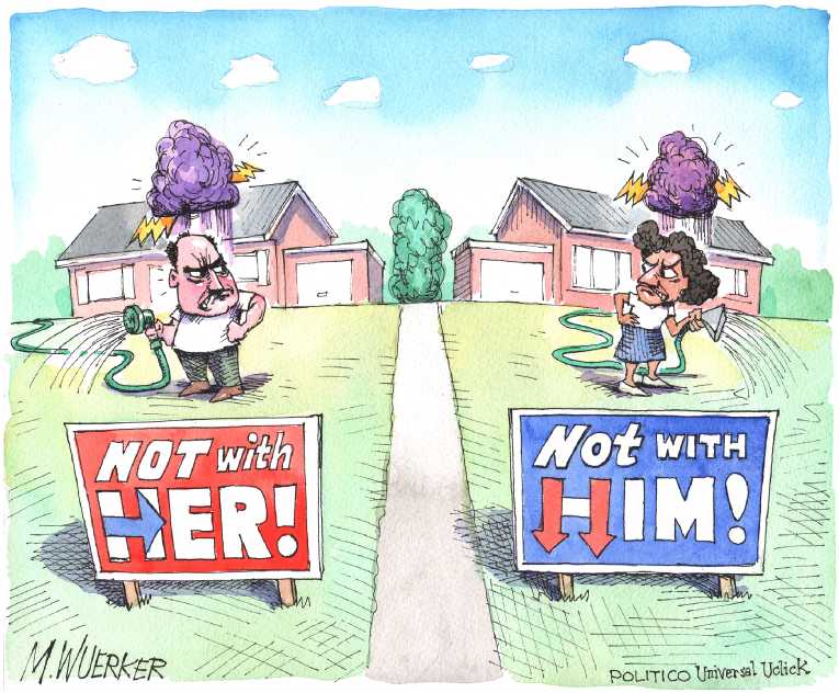 Political/Editorial Cartoon by Matt Wuerker, Politico on Presidential Race Tightens