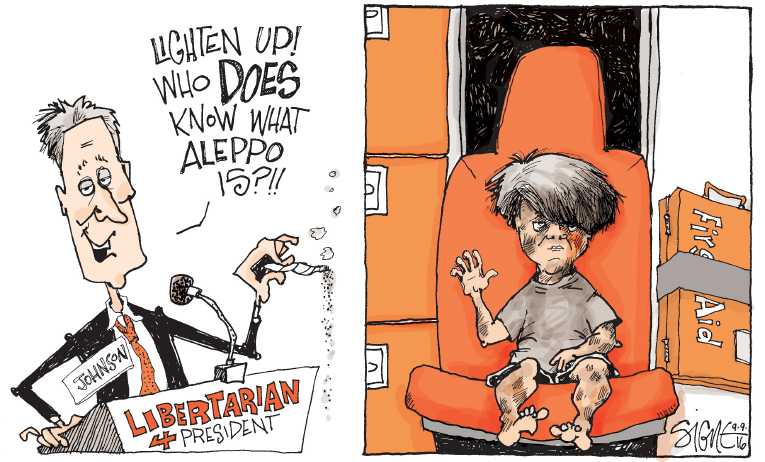 Political/Editorial Cartoon by Signe Wilkinson, Philadelphia Daily News on Killing in Syria Escalates