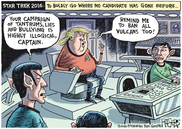 Political/Editorial Cartoon by Rob Rogers, The Pittsburgh Post-Gazette on Trump Revises History