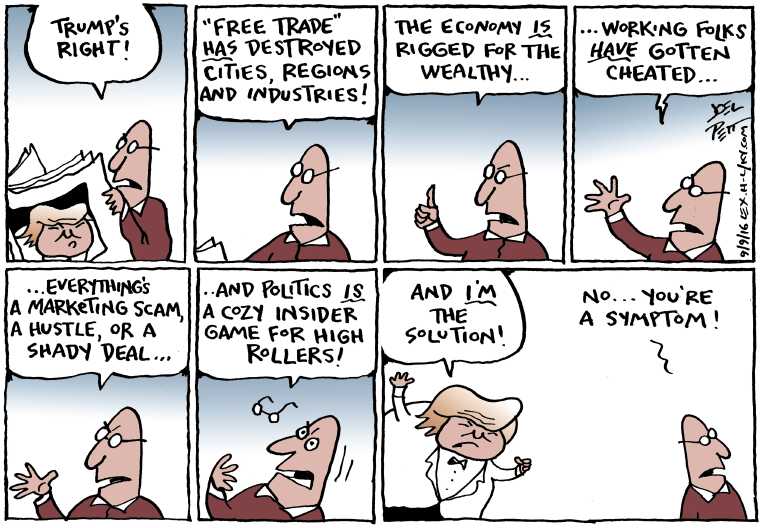 Political/Editorial Cartoon by Joel Pett, Lexington Herald-Leader, CWS/CartoonArts Intl. on Trump Revises History