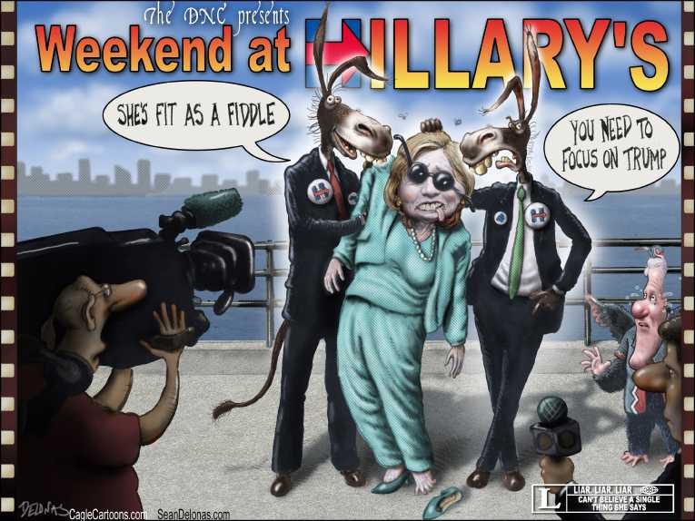 Political/Editorial Cartoon by Sean Delonas, CagleCartoons.com on Hillary Powering Through