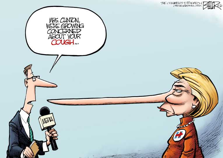 Political/Editorial Cartoon by Nate Beeler, Washington Examiner on Hillary Powering Through