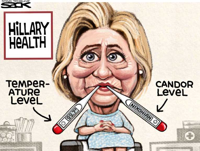Political/Editorial Cartoon by Steve Sack, Minneapolis Star Tribune on Hillary Powering Through