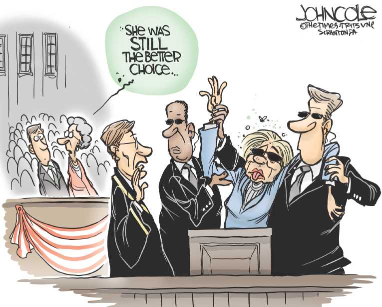 Political/Editorial Cartoon by John Cole, The Times, Scranton, PA on Hillary Powering Through