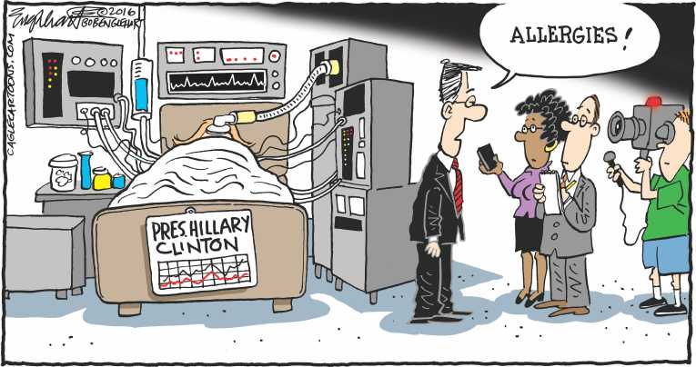 Political/Editorial Cartoon by Bob Engelhart, Hartford Courant on Hillary Powering Through
