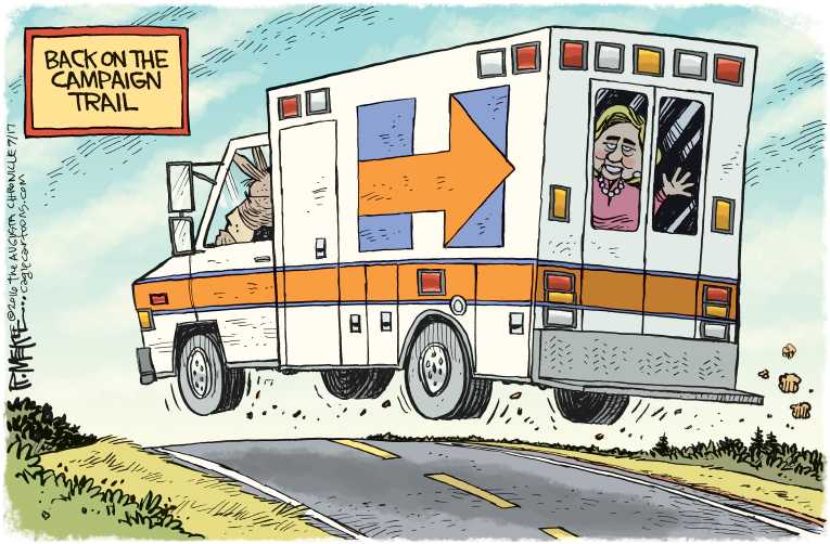 Political/Editorial Cartoon by Rick McKee, The Augusta Chronicle on Clinton Still Sick