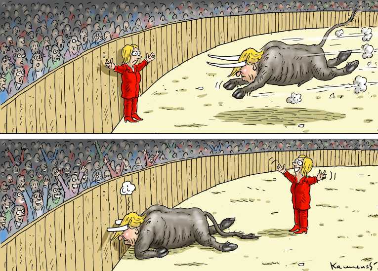Political/Editorial Cartoon by Marian Kamensky, Slovakia on Candidates Survive First Debate