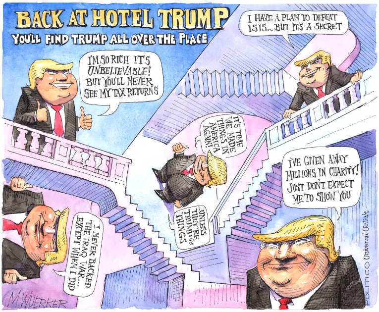 Political/Editorial Cartoon by Matt Wuerker, Politico on Trump Surging