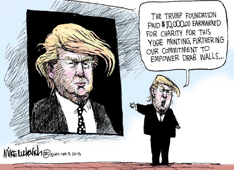 Political/Editorial Cartoon by Mike Luckovich, Atlanta Journal-Constitution on Trump Surging