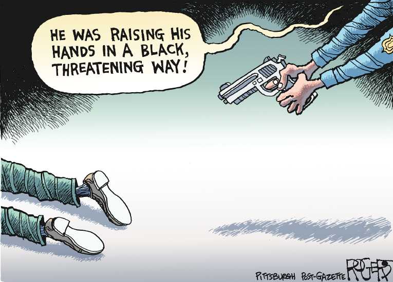 Political/Editorial Cartoon by Rob Rogers, The Pittsburgh Post-Gazette on Racial Tensions Rise