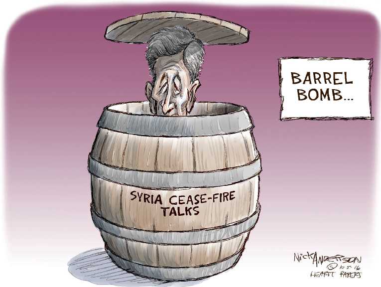 Political/Editorial Cartoon by Nick Anderson, Houston Chronicle on Crisis Continues in Syria
