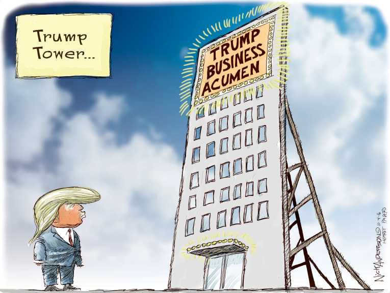 Political/Editorial Cartoon by Nick Anderson, Houston Chronicle on Trump Pays No Income Taxes
