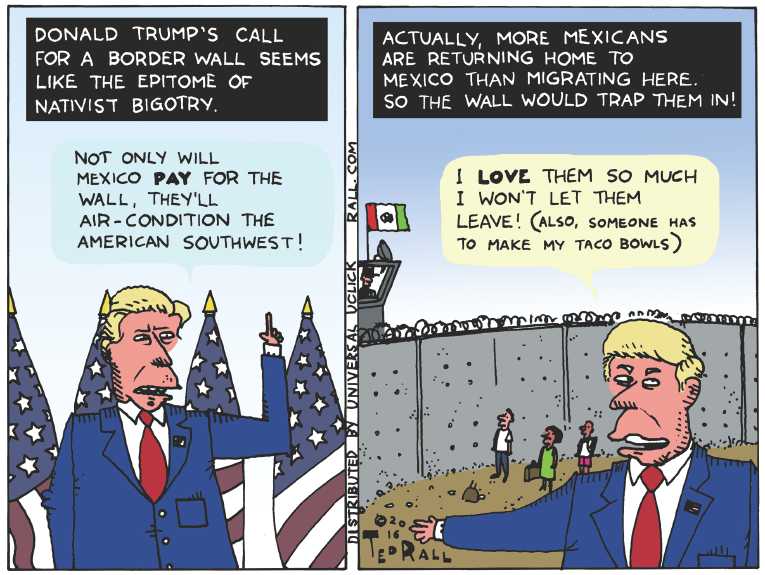 Political/Editorial Cartoon by Ted Rall on Trump Pays No Income Taxes