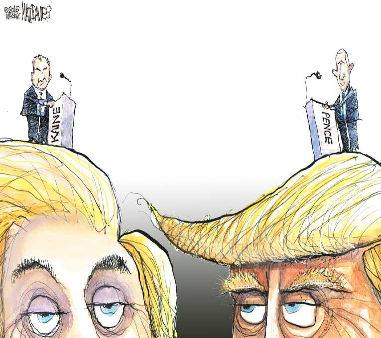 Political/Editorial Cartoon by Matt Davies, Journal News on VP Candidates Face Off
