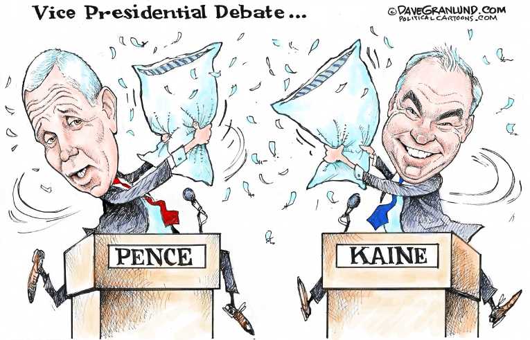 Political/Editorial Cartoon by Dave Granlund on VP Candidates Face Off