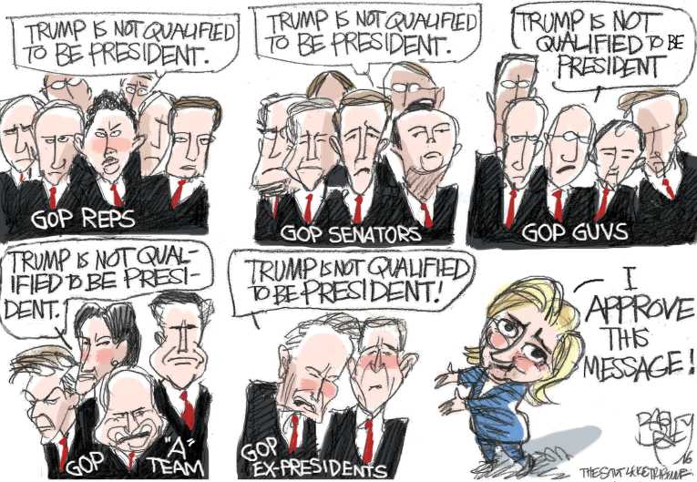 Political/Editorial Cartoon by Pat Bagley, Salt Lake Tribune on Republican Party In Disarray
