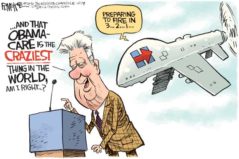 Political/Editorial Cartoon by Rick McKee, The Augusta Chronicle on Hillary Now Ahead