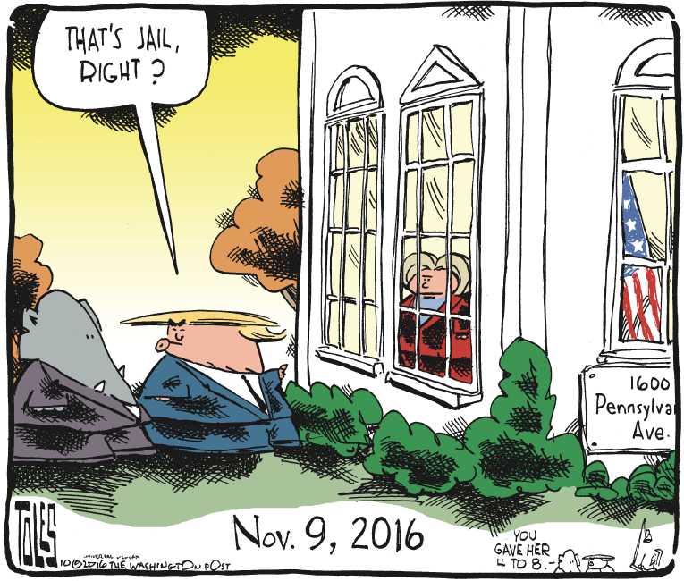 Political/Editorial Cartoon by Tom Toles, Washington Post on Trump Goes for Broke
