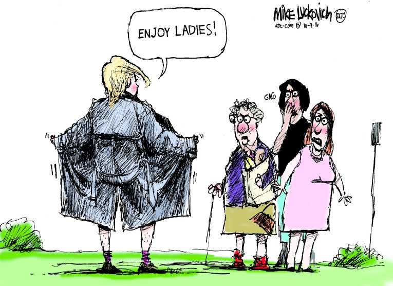 Political/Editorial Cartoon by Mike Luckovich, Atlanta Journal-Constitution on Trump Reaches Out to Women