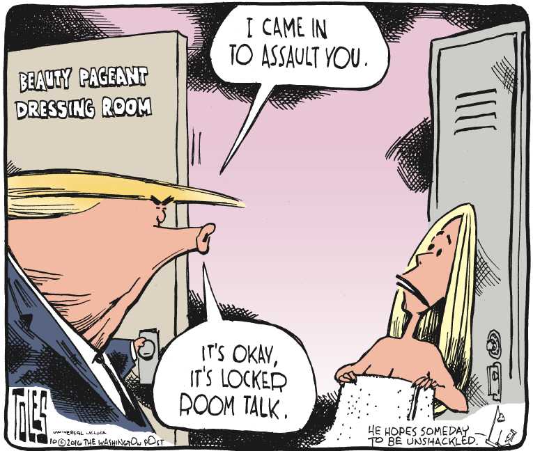 Political/Editorial Cartoon by Tom Toles, Washington Post on Trump Reaches Out to Women