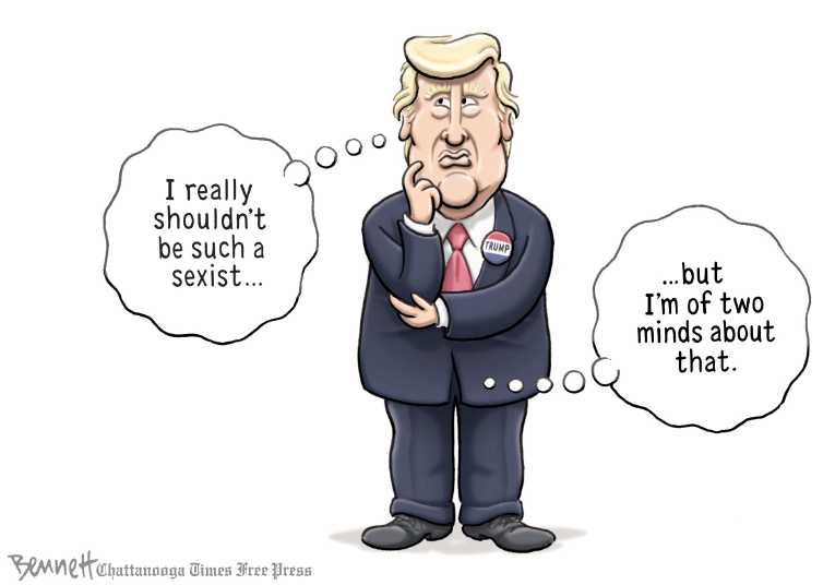 Political/Editorial Cartoon by Clay Bennett, Chattanooga Times Free Press on Trump Reaches Out to Women