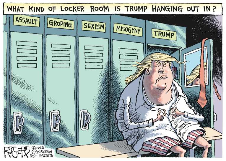 Political/Editorial Cartoon by Rob Rogers, The Pittsburgh Post-Gazette on Trump Reaches Out to Women