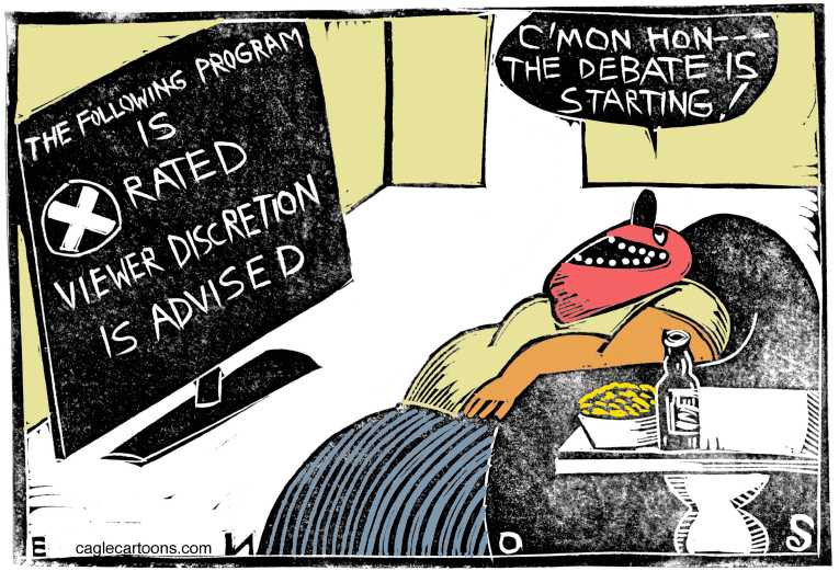 Political/Editorial Cartoon by Randall Enos, Cagle Cartoons on Final Debate Tonight