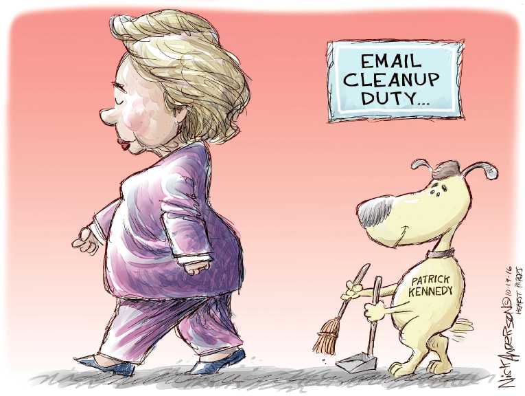 Political/Editorial Cartoon by Nick Anderson, Houston Chronicle on Wikileaks Slams Clinton