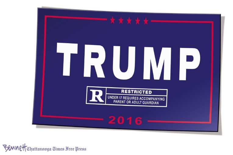 Political/Editorial Cartoon by Clay Bennett, Chattanooga Times Free Press on Trump Battling Allegations