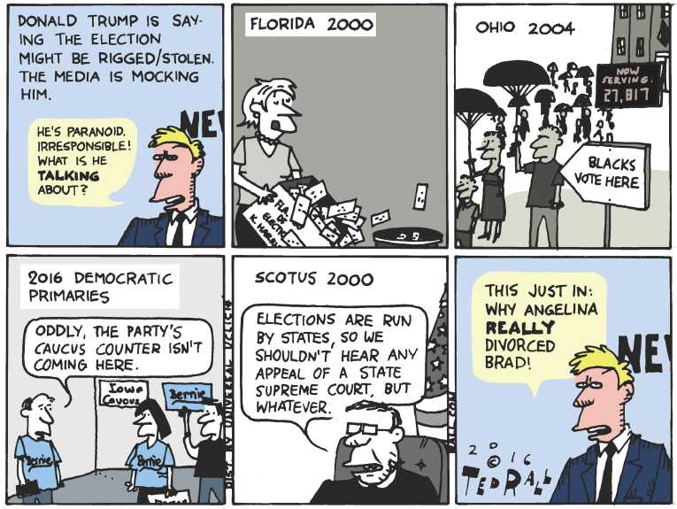 Political/Editorial Cartoon by Ted Rall on Election Rigging Not Possible