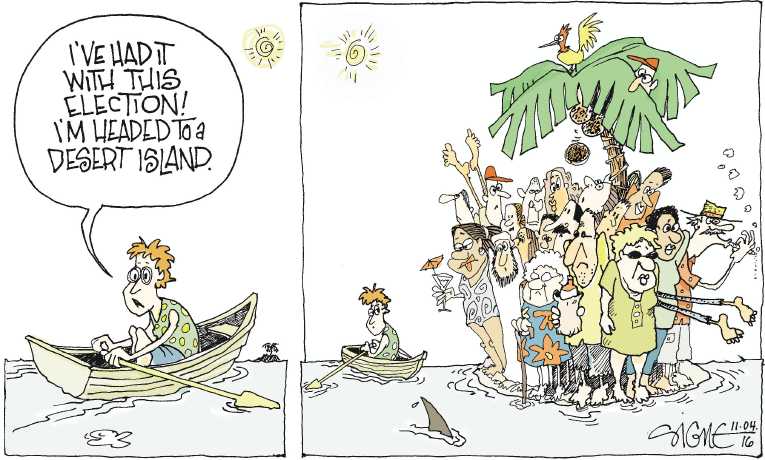Political/Editorial Cartoon by Signe Wilkinson, Philadelphia Daily News on Voters Distraught