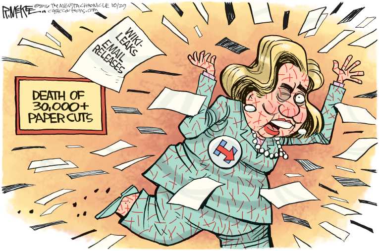 Political/Editorial Cartoon by Rick McKee, The Augusta Chronicle on Hillary Under Fire
