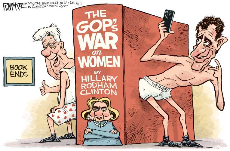 Political/Editorial Cartoon by Rick McKee, The Augusta Chronicle on Hillary Under Fire