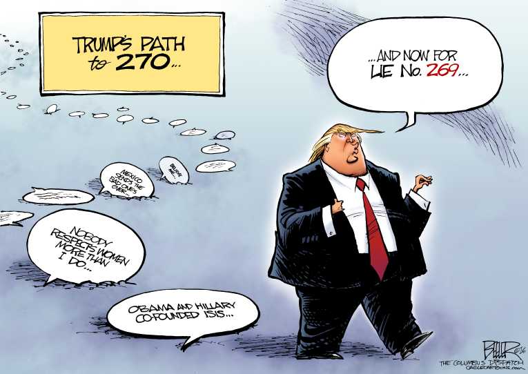 Political/Editorial Cartoon by Nate Beeler, Washington Examiner on Trump Narrowing Gap